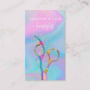 colourful hairdresser scissors business card