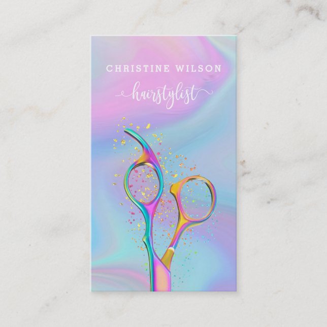 colourful hairdresser scissors business card (Front)