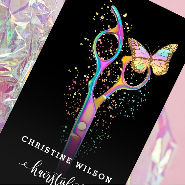 colourful hairdresser scissors butterfly business card (Creator Uploaded)