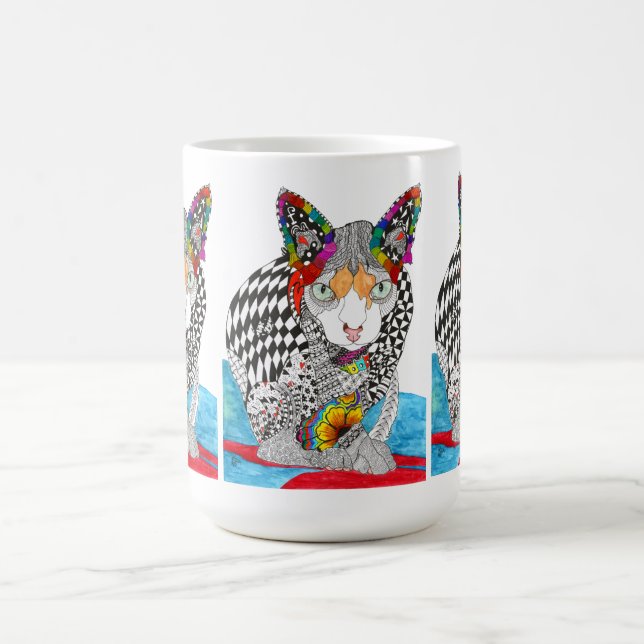 Colourful Hairless Sphynx Cat Mug (Center)