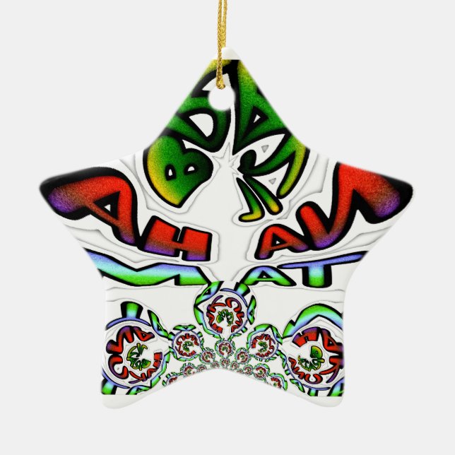 Colourful Hakuna Matata Graffiti Art Print Ceramic Tree Decoration (Front)