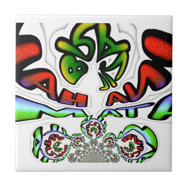 Colourful Hakuna Matata Graffiti Art Print Tile (Front)