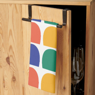 Colourful Half Circle Geometric Tea Towel