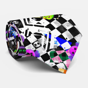 Colourful halloween art fashion chessed  tie