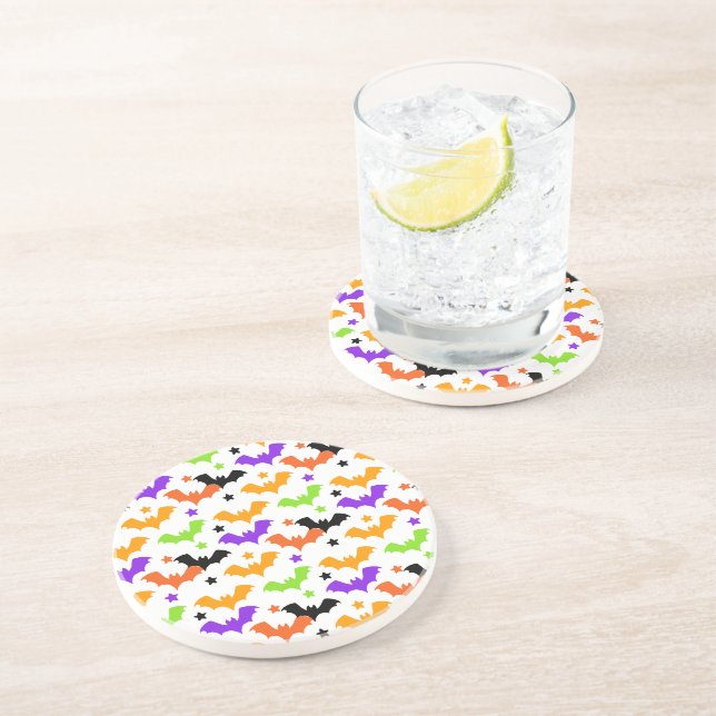 Colourful Halloween Bats Coaster (Side)
