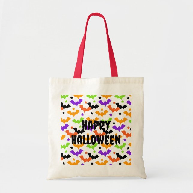Colourful Halloween Bats Tote Bag (Front)