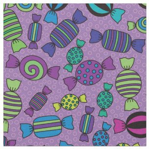 Colourful Halloween Candy on Purple Fabric