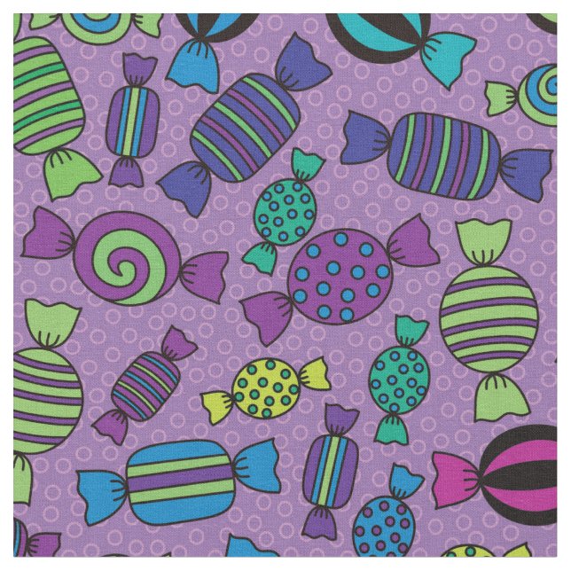 Colourful Halloween Candy on Purple Fabric (Close Up)
