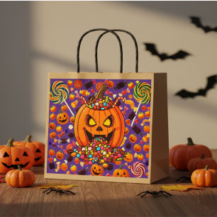 Colourful Halloween Candy Pumpkins Large Gift Bag