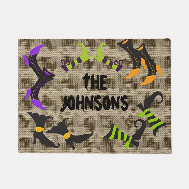 Colourful Halloween Doormat Personalised With Name (Front)