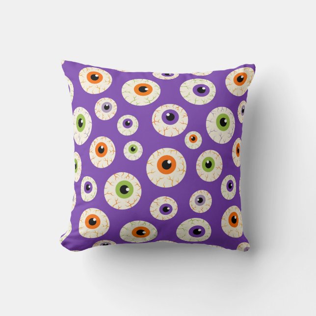Colourful Halloween Eyeballs Pattern Cushion (Front)