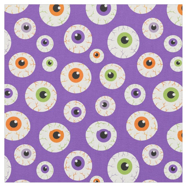 Colourful Halloween Eyeballs Pattern Fabric (Close Up)