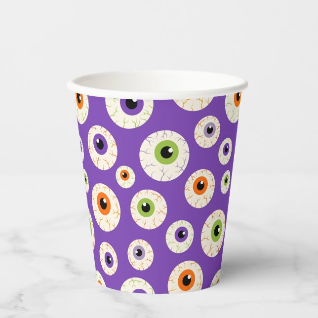 Colourful Halloween Eyeballs Pattern Paper Cups (Front)