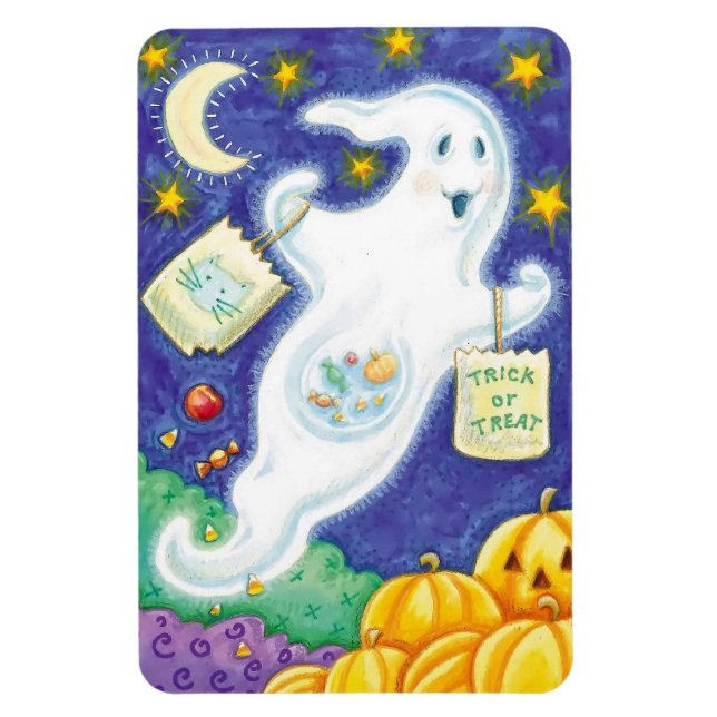 Colourful Halloween Magnet with Halloween Ghost (Vertical)