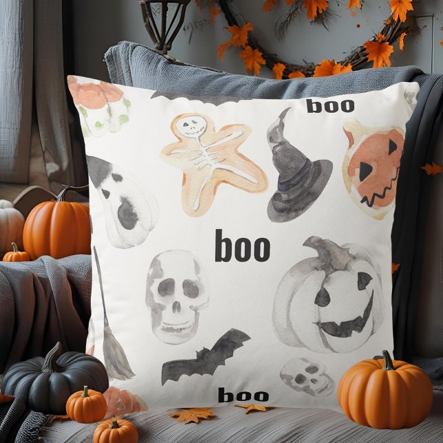 Colourful Halloween Outdoor Pillow | Scary Cute Bo (Creator Uploaded)