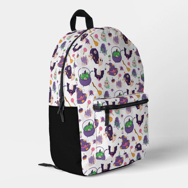 Colourful Halloween Pattern Printed Backpack (Back Corner Left)