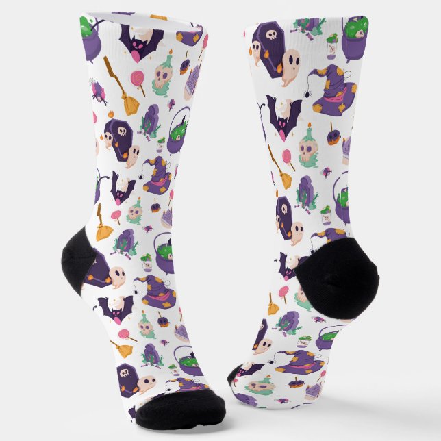 Colourful Halloween Pattern Socks (Angled)