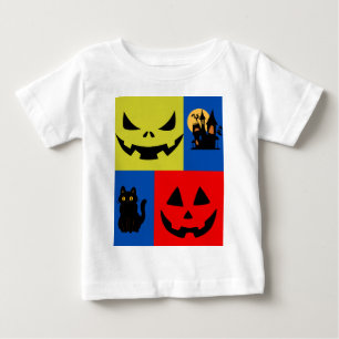 Colourful Halloween Pumpkin, Black Cat  Baby T-Shirt