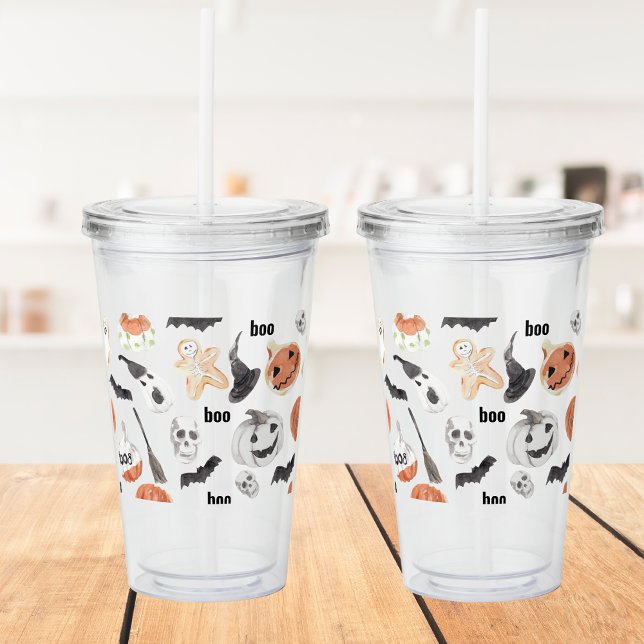 Colourful Halloween Scary Pattern |Happy Halloween Acrylic Tumbler (Creator Uploaded)