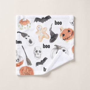 Colourful Halloween Scary Pattern  Happy Halloween Bath Towel Set