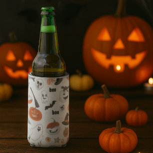 Colourful Halloween Scary Pattern Happy Halloween Can Cooler