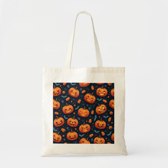 Colourful Halloween Scary Pattern |Happy Halloween Tote Bag (Front)