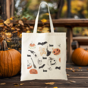 Colourful Halloween Scary Pattern  Happy Halloween Tote Bag