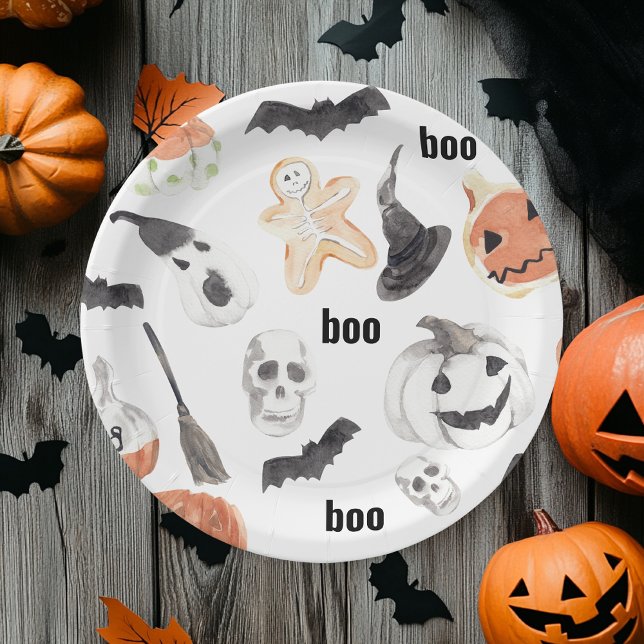 Colourful Halloween Scary Pattern  Paper Plate (Creator Uploaded)