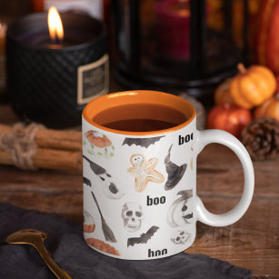 Colourful Halloween Scary Pattern  Two-Tone Coffee Mug