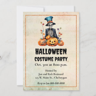 Colourful Halloween Skeleton Party Invitation