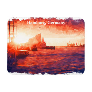Colourful Hamburg Germany Port City Travel Magnet