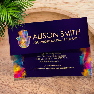 Colourful Hamsa Hand Energy Spiral  Mini Business Card