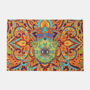 Colourful Hamsa Hand - Hand of Fatima Doormat