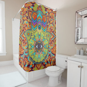 Colourful  Hamsa Hand -  Hand of Fatima Shower Curtain