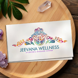 Colourful Hamsa Hand Paisley Ornament Business Card