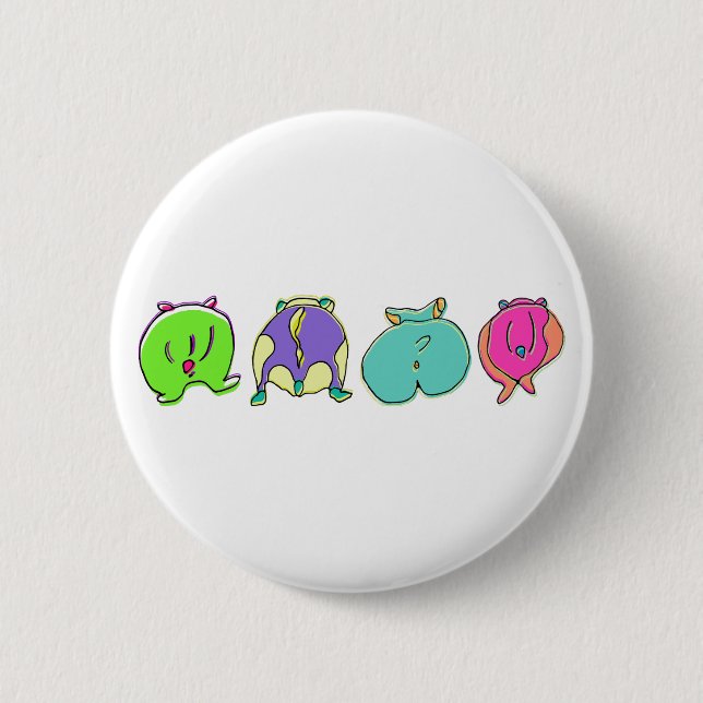 Colourful Hamster Butts 6 Cm Round Badge (Front)