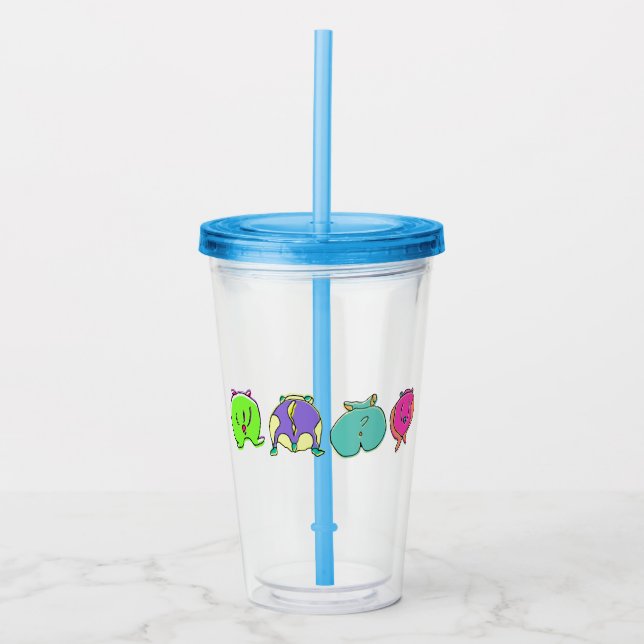 Colourful Hamster Butts Acrylic Tumbler (Front)