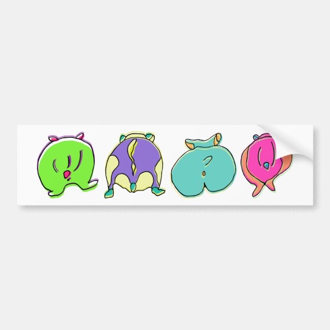 Colourful Hamster Butts Bumper Sticker (Front)