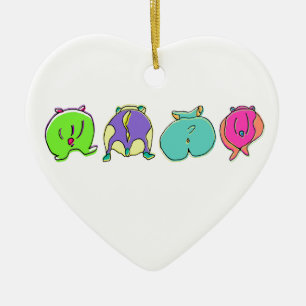 Colourful Hamster Butts Ceramic Tree Decoration