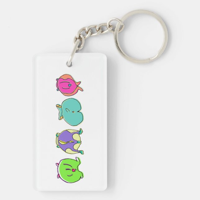 Colourful Hamster Butts Key Ring (Back)