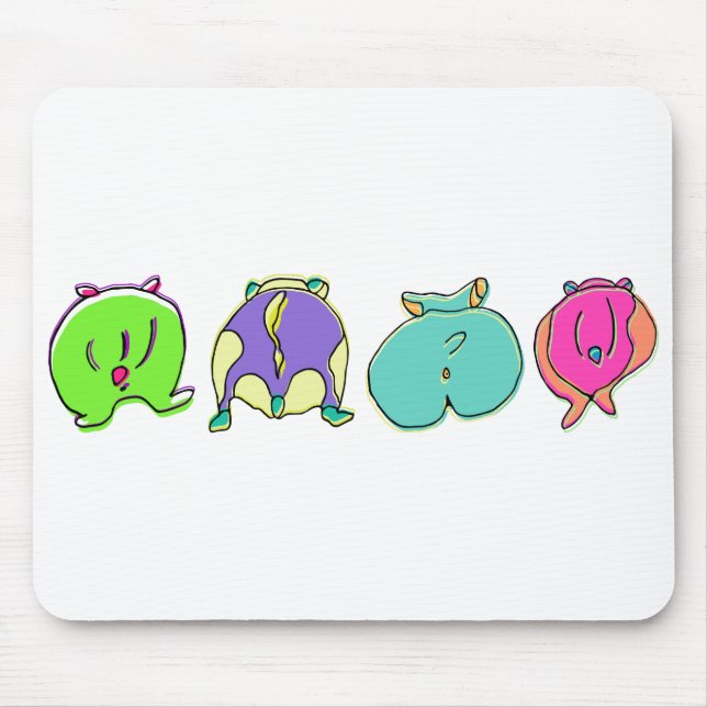 Colourful Hamster Butts Mouse Pad (Front)