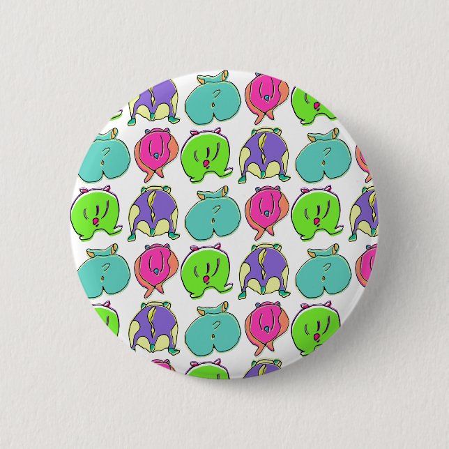 Colourful Hamster Butts Pattern 6 Cm Round Badge (Front)