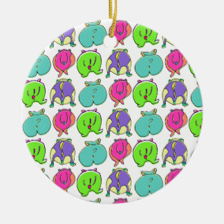 Colourful Hamster Butts Pattern Ceramic Tree Decoration