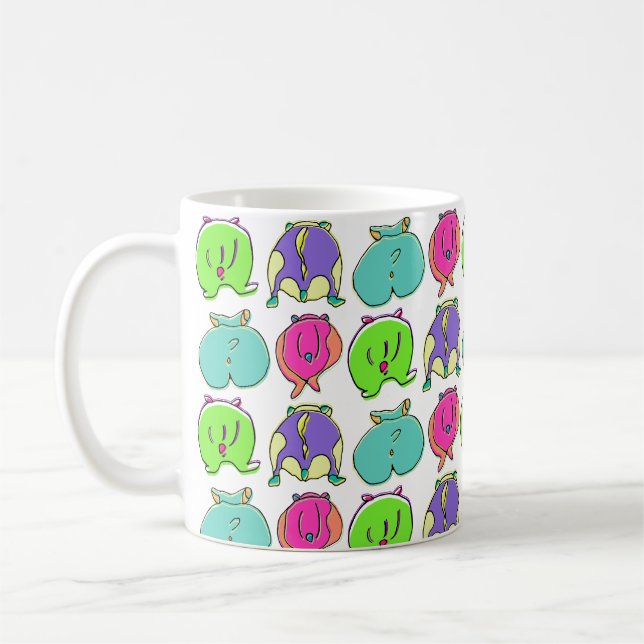 Colourful Hamster Butts Pattern Coffee Mug (Left)