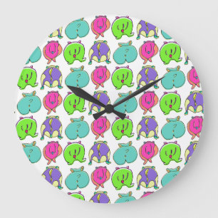 Colourful Hamster Butts Pattern Large Clock