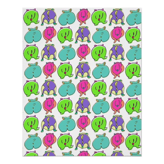 Colourful Hamster Butts Pattern Poster (Front)