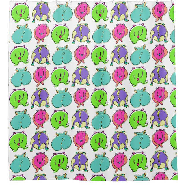 Colourful Hamster Butts Pattern Shower Curtain (Front)