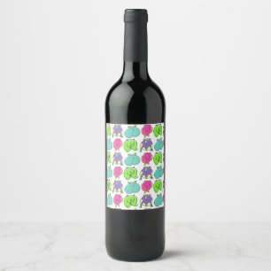 Colourful Hamster Butts Pattern Wine Label