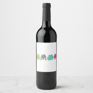 Colourful Hamster Butts Wine Label
