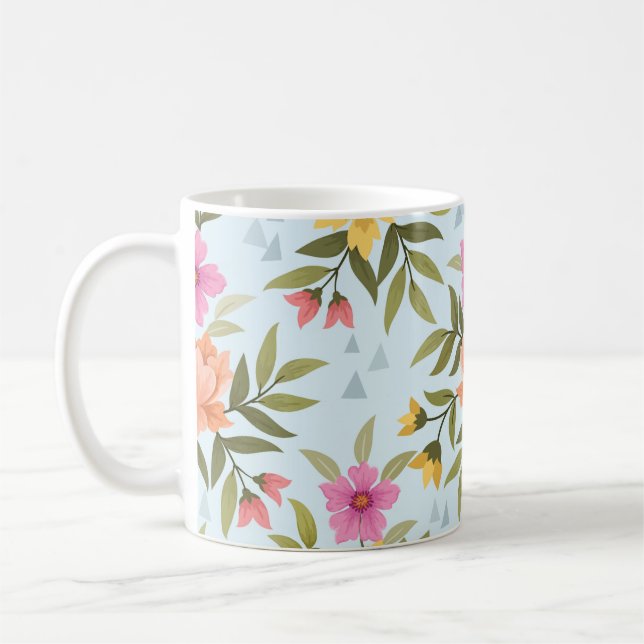 Colourful Hand Draw Flowers  Coffee Mug (Left)